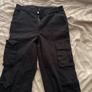Black Cargo Track Pants